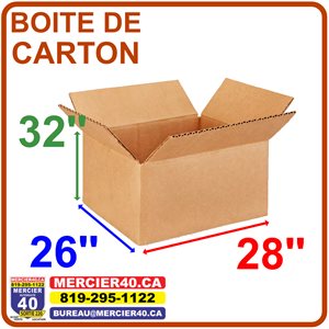 BOITE DE CARTON SIMPLE PLI - 28PO X 32PO X 26PO