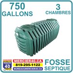 FOSSE SEPTIQUE NEUVE DE 3 CHAMBRES 750 GAL IMP. ( VERTE )