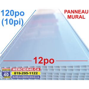 PANNEAU MURAL DE PVC BLANC 12PO X 10PI