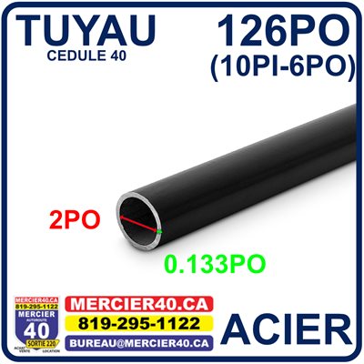 ACIER TUYAU NEUF - 2PO X 0,154PO X 126PO CED40