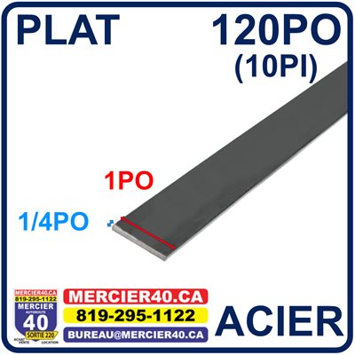 ACIER PLAT NEUF - 1PO X 1 / 4PO X 120PO (10PI)