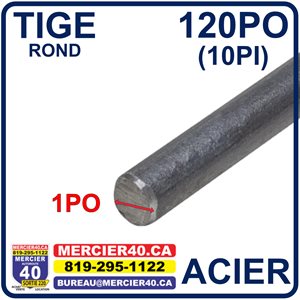 ACIER ROND NEUF - 1PO X 120PO (10PI)