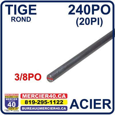 ACIER ROND NEUF - 3 / 8PO X 240PO (20PI)