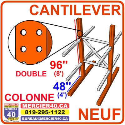 CANTILEVER NEUF - COLONNE DOUBLE PORTE-A-FAUX W8@18X96PO